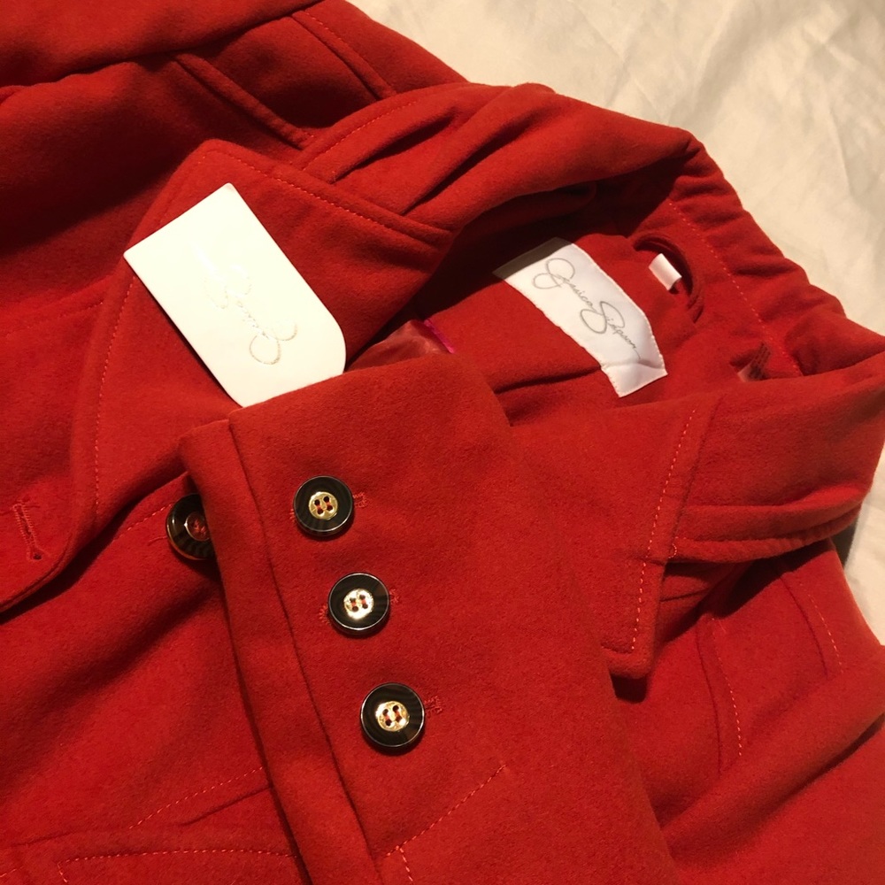 Red pea coat